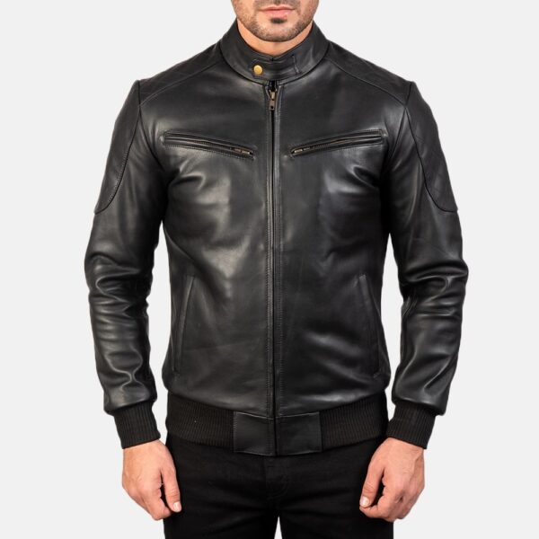 Sven Leather And Mocha Suede Bomber Jacket - Image 3
