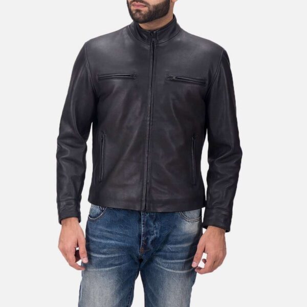 Damian Black Leather Biker Jacket