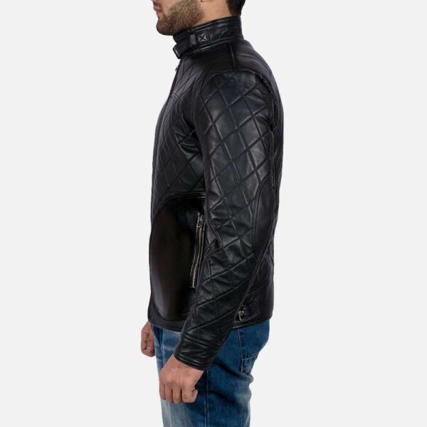Equilibrium Black Biker Leather Jacket - Image 4