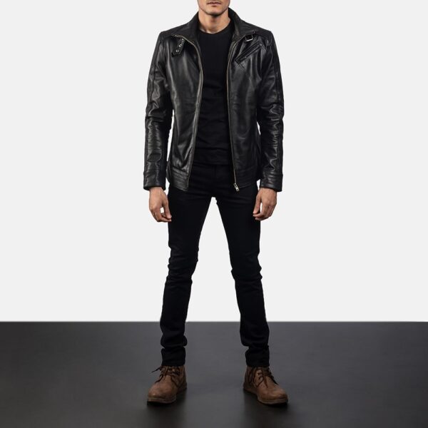 Legacy Black Leather Biker Jacket - Image 3