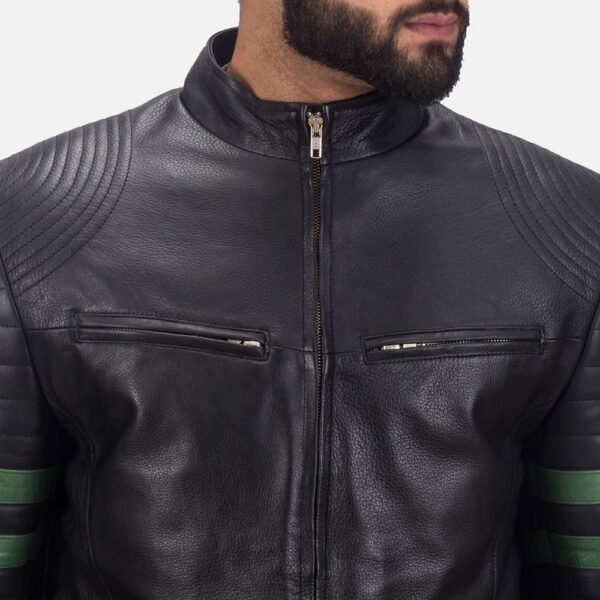 Night Trooper Biker Leather Jacket - Image 2