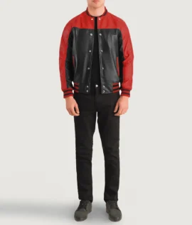 Terrance Black & Red Leather Varsity Jacket