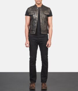 Atlas Moto Distressed Brown Leather Vest