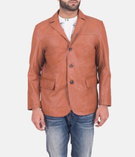 James Tan Brown Leather Blazer