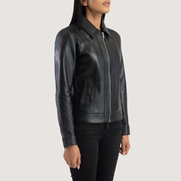 Vixen Classic Collar Leather Biker Jacket - Image 2