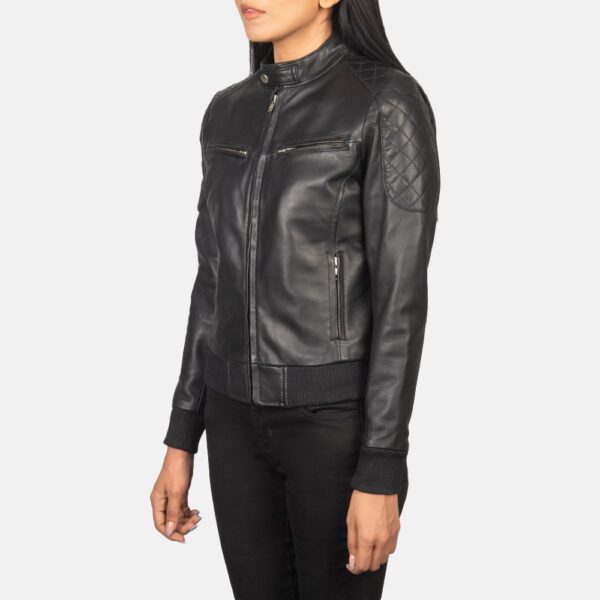 Zenna Black Leather Biker Jacket - Image 2