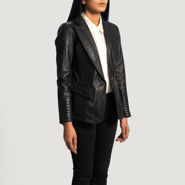 Selina Black Leather Blazer - Image 6