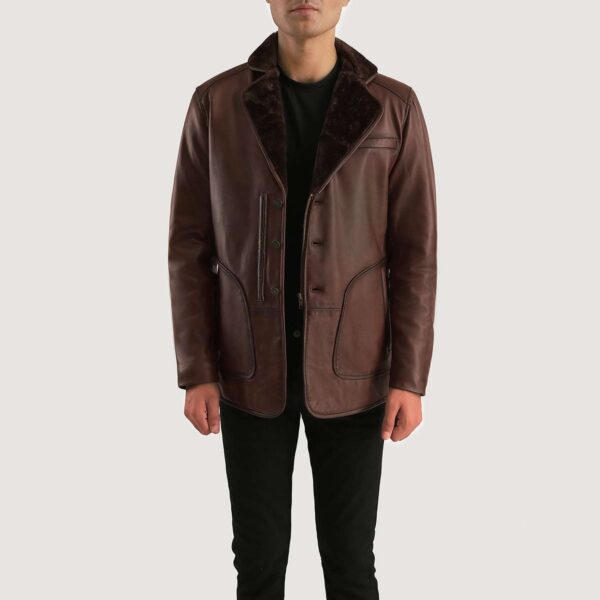 Rocky Brown Fur Leather Coat - Image 4