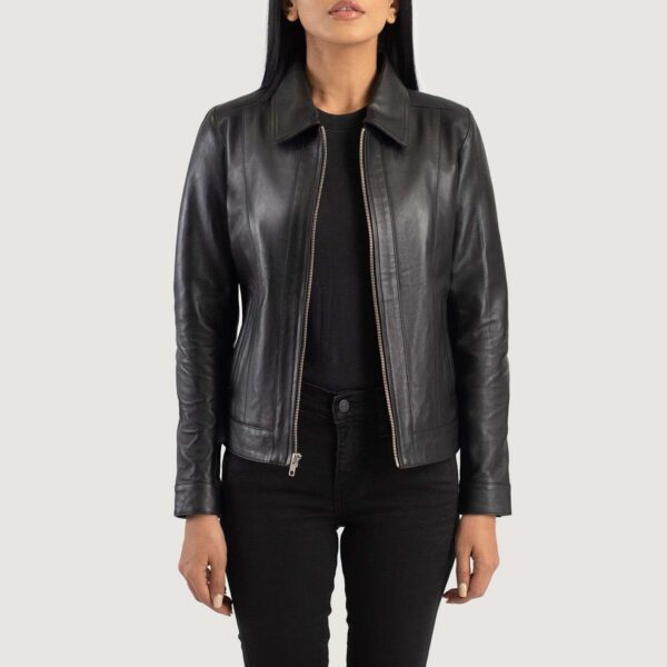 Vixen Classic Collar Leather Biker Jacket - Image 3