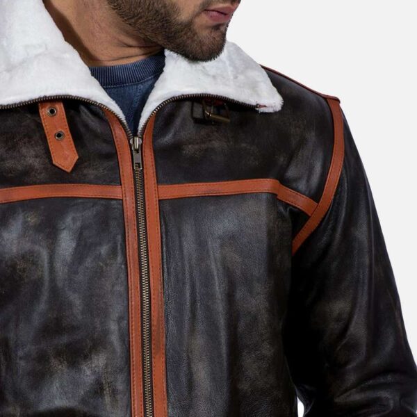 Alpine Brown Fur Leather Jacket - Image 6