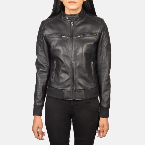 Zenna Black Leather Biker Jacket - Image 5