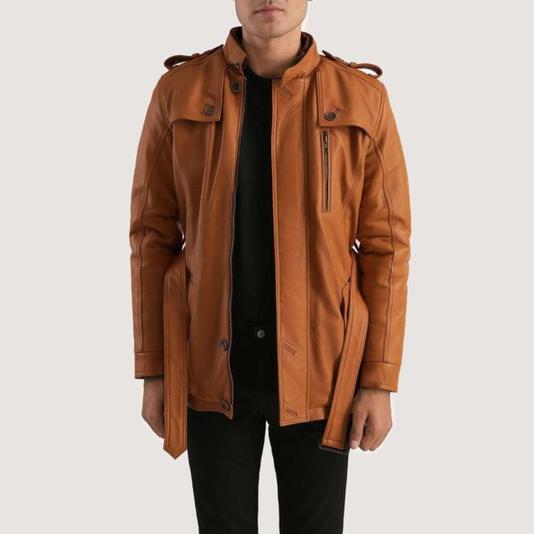 Hunter Tan Brown Fur Leather Jacket - Image 6