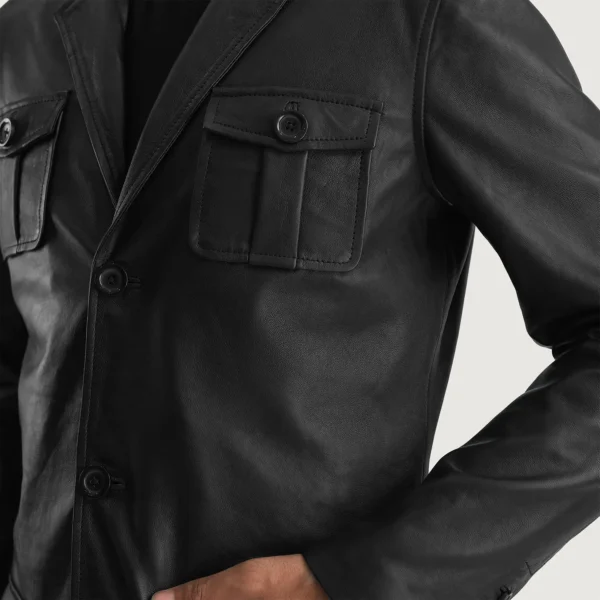 Ray Cutler Black Leather Blazer - Image 4