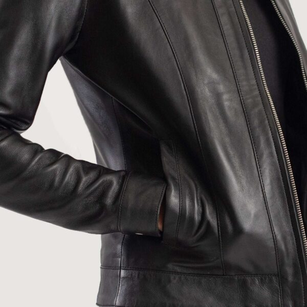 Vixen Classic Collar Leather Biker Jacket - Image 4