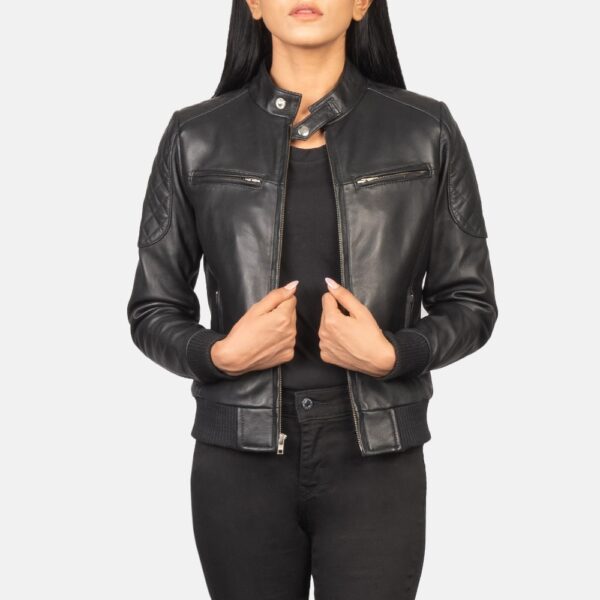 Zenna Black Leather Biker Jacket - Image 6