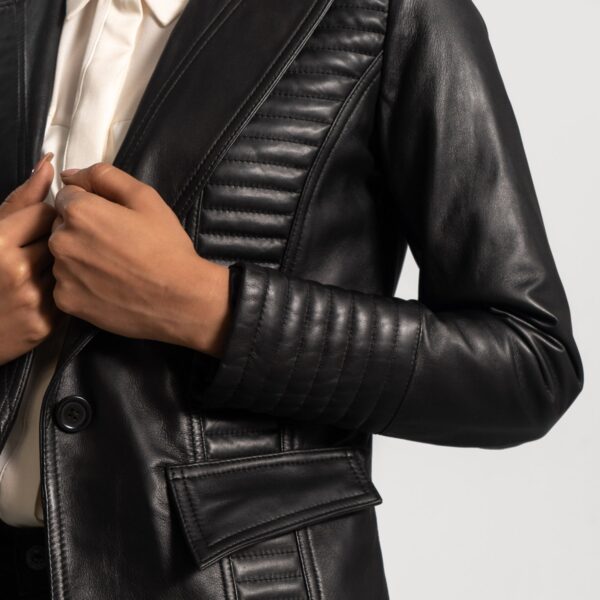 Selina Black Leather Blazer - Image 4