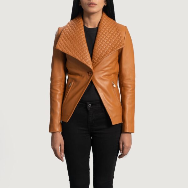 Lee Tan Brown Leather Blazer - Image 5