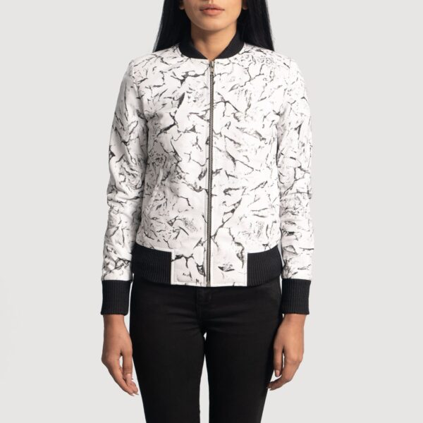 Donna Blake White Leather Bomber Jacket - Image 4