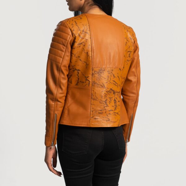 Sandy Tan Dye Leather Biker Jacket - Image 3