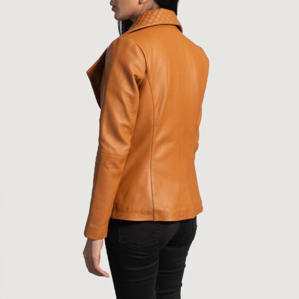Lee Tan Brown Leather Blazer - Image 6