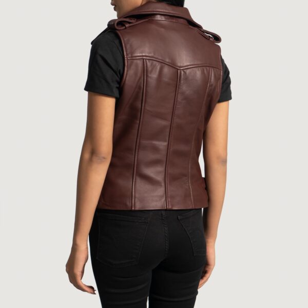 Rhonda Maroon Leather Biker Vest - Image 3