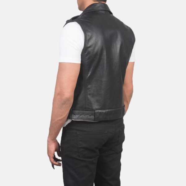 Sullivan Black Leather Biker Vest - Image 4