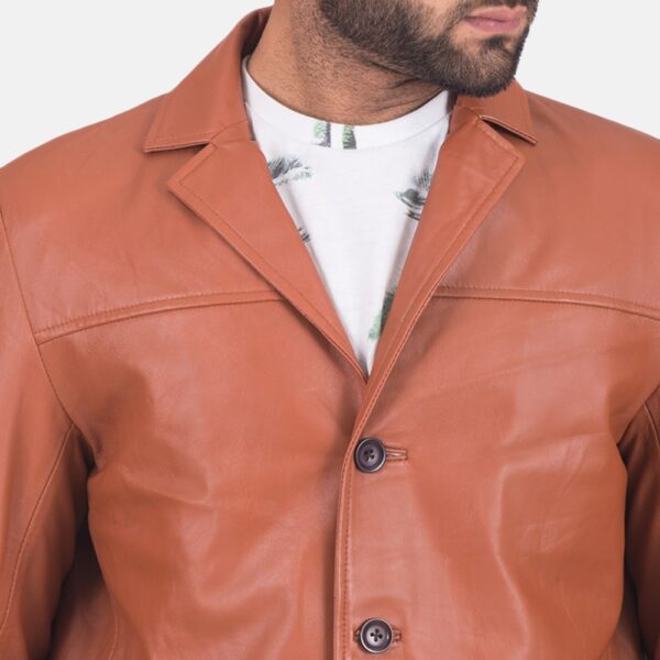 James Tan Brown Leather Blazer - Image 5