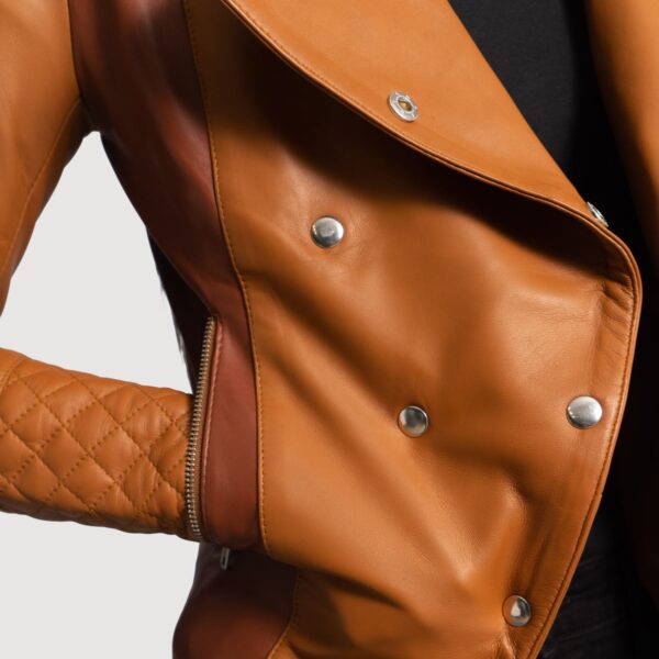 County Tan Overlap Leather Jacket - Image 2