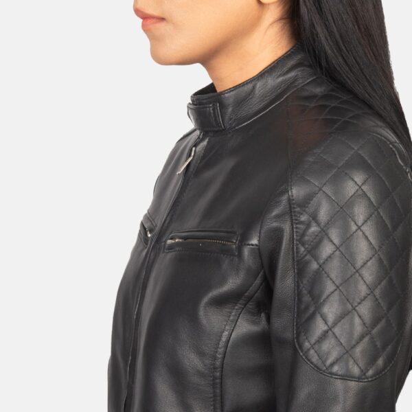Zenna Black Leather Biker Jacket - Image 3