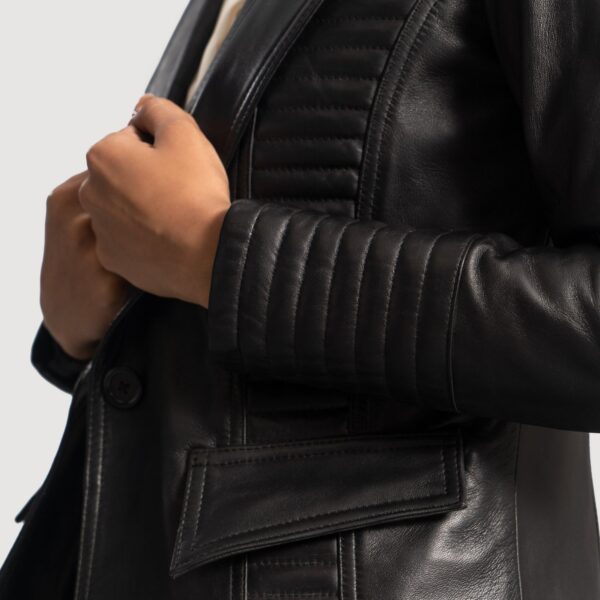 Selina Black Leather Blazer - Image 2