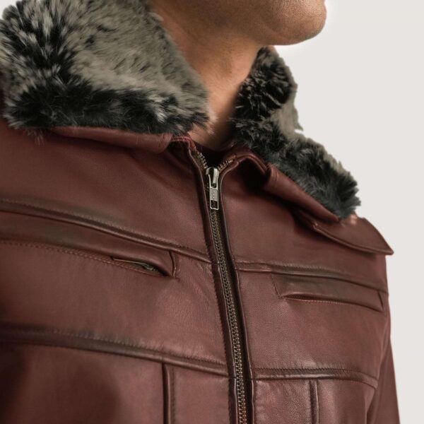Evan Hart Fur Brown Leather Jacket - Image 3