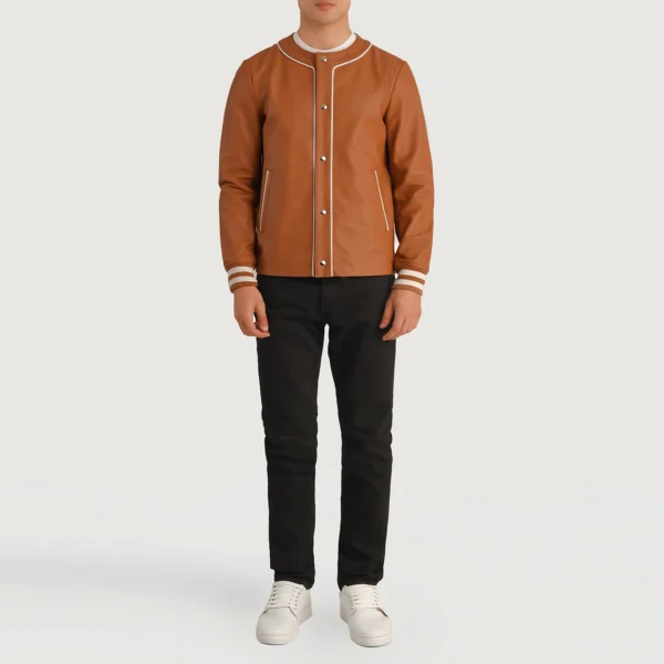 Willis Brown Leather Varsity Jacket - Image 3