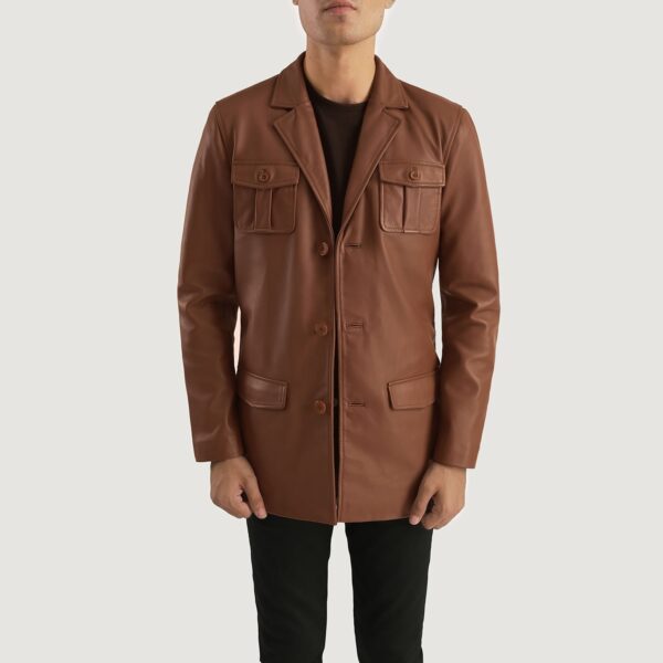Ray Cutler Brown Leather Blazer - Image 3