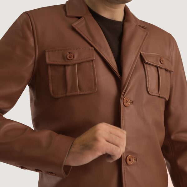 Ray Cutler Brown Leather Blazer - Image 4