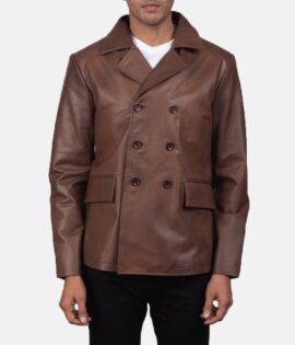 Mr. Bailey Brown Leather Naval Peacoat