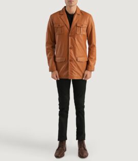 Ray Cutler Tan Brown Leather Blazer