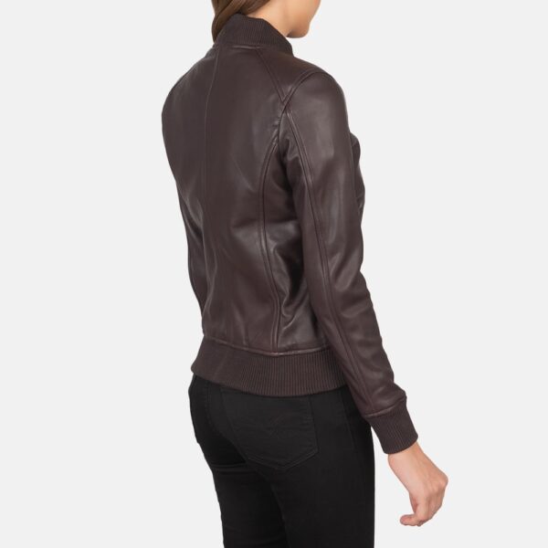 Bliss Maroon Leather Bomber Jacket - Image 3
