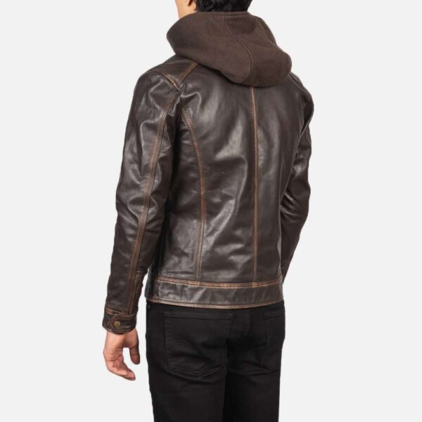 Hector Hooded Leather Biker Jacket - Image 4